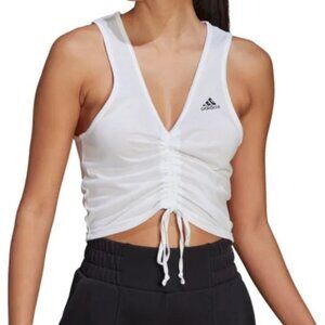 adidas White Ruched Tank Top